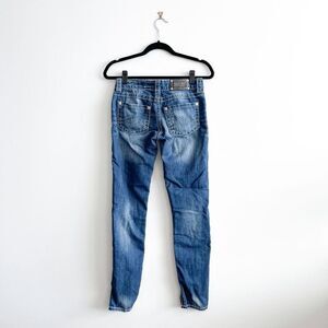 Miss Me Womens Mid-Rise Straight-Leg Skinny Fit Denim Jeans Blue Medium-Wash 27